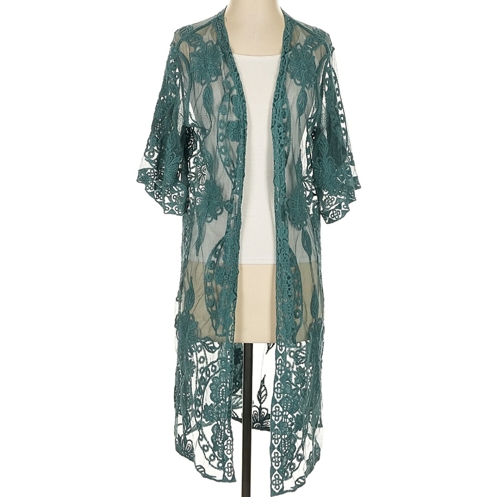 Forest Green Lace Kimono Size S-M